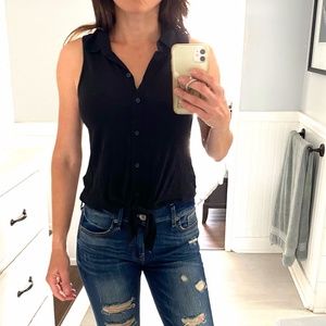 Black Express casual tied tank top button up Size small